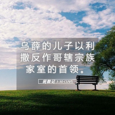 Picture 05 - 民 数 记 3:30 CUVS - 乌 薛 的 儿 子 以 利 撒 反 作 哥 辖 - Bible Verse Picture