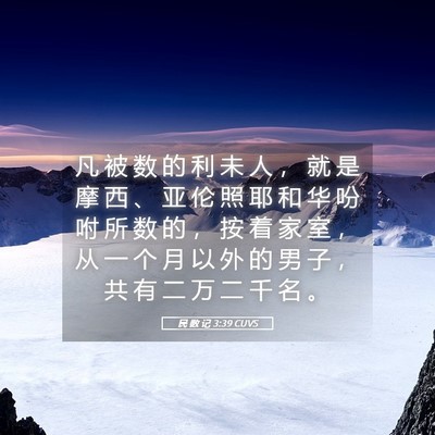 Picture 05 - 民 数 记 3:39 CUVS - 凡 被 数 的 利 未 人 ， 就 是 摩 西 - Bible Verse Picture
