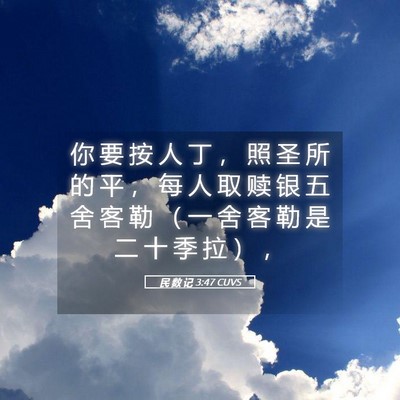 Picture 05 - 民 数 记 3:47 CUVS - 你 要 按 人 丁 ， 照 圣 所 的 平 ， - Bible Verse Picture