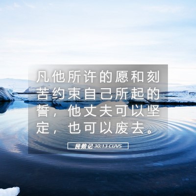 Picture 05 - 民 数 记 30:13 CUVS - 凡 他 所 许 的 愿 和 刻 苦 约 束 自 - Bible Verse Picture