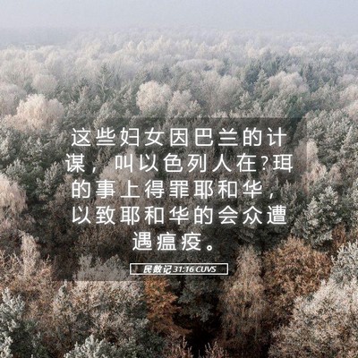 Picture 05 - 民 数 记 31:16 CUVS - 这 些 妇 女 因 巴 兰 的 计 谋 ， 叫 - Bible Verse Picture