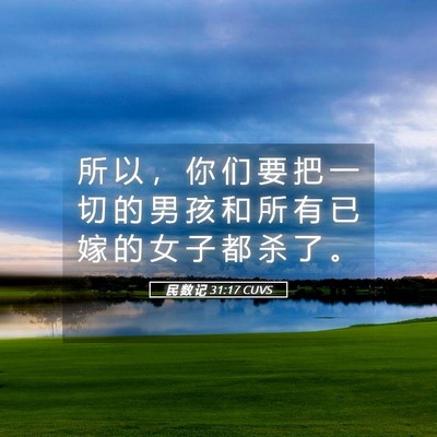 Picture 05 - 民 数 记 31:17 CUVS - 所 以 ， 你 们 要 把 一 切 的 男 孩 - Bible Verse Picture