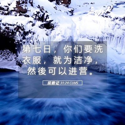 Picture 05 - 民 数 记 31:24 CUVS - 第 七 日 ， 你 们 要 洗 衣 服 ， 就 - Bible Verse Picture