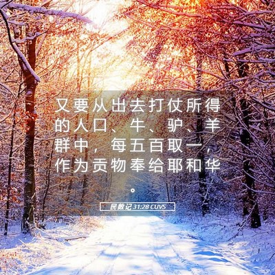 Picture 05 - 民 数 记 31:28 CUVS - 又 要 从 出 去 打 仗 所 得 的 人 口 - Bible Verse Picture