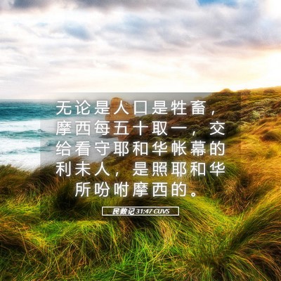 Picture 05 - 民 数 记 31:47 CUVS - 无 论 是 人 口 是 牲 畜 ， 摩 西 每 - Bible Verse Picture