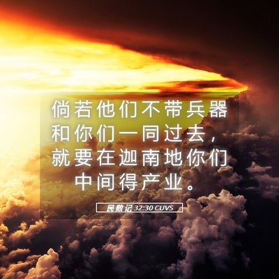 Picture 05 - 民 数 记 32:30 CUVS - 倘 若 他 们 不 带 兵 器 和 你 们 一 - Bible Verse Picture