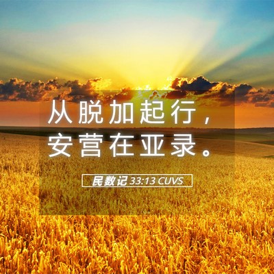 Picture 05 - 民 数 记 33:13 CUVS - 从 脱 加 起 行 ， 安 营 在 亚 录 - Bible Verse Picture