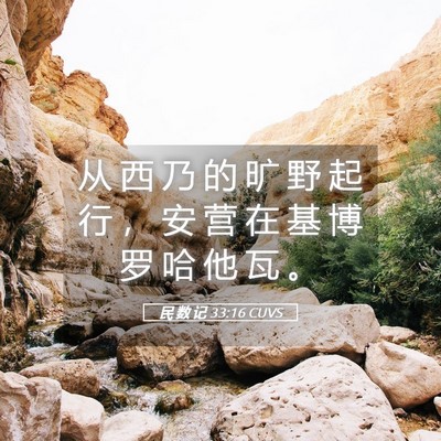 Picture 05 - 民 数 记 33:16 CUVS - 从 西 乃 的 旷 野 起 行 ， 安 营 在 - Bible Verse Picture