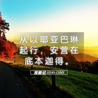Picture 05 - 民 数 记 33:45 CUVS - 从 以 耶 亚 巴 琳 起 行 ， 安 营 在 - Bible Verse Picture