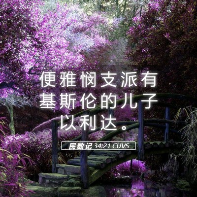 Picture 05 - 民 数 记 34:21 CUVS - 便 雅 悯 支 派 有 基 斯 伦 的 儿 子 - Bible Verse Picture