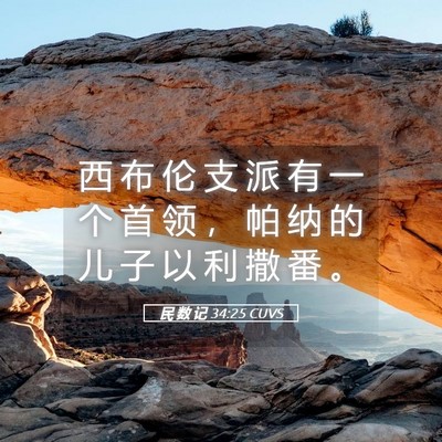 Picture 05 - 民 数 记 34:25 CUVS - 西 布 伦 支 派 有 一 个 首 领 ， 帕 - Bible Verse Picture