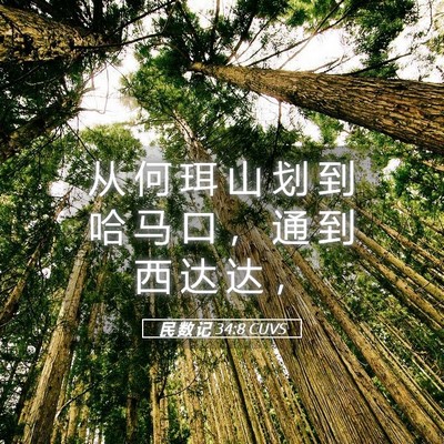Picture 05 - 民 数 记 34:8 CUVS - 从 何 珥 山 划 到 哈 马 口 ， 通 到 - Bible Verse Picture