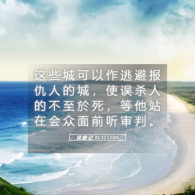 Picture 05 - 民 数 记 35:12 CUVS - 这 些 城 可 以 作 逃 避 报 仇 人 的 - Bible Verse Picture