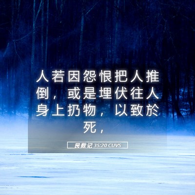 Picture 05 - 民 数 记 35:20 CUVS - 人 若 因 怨 恨 把 人 推 倒 ， 或 是 - Bible Verse Picture