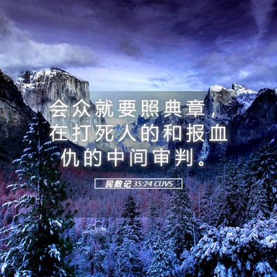 Picture 05 - 民 数 记 35:24 CUVS - 会 众 就 要 照 典 章 ， 在 打 死 人 - Bible Verse Picture