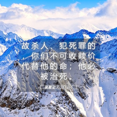 Picture 05 - 民 数 记 35:31 CUVS - 故 杀 人 、 犯 死 罪 的 ， 你 们 不 - Bible Verse Picture