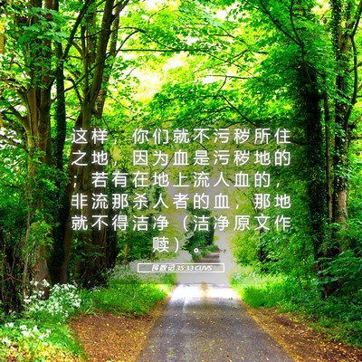 Picture 05 - 民 数 记 35:33 CUVS - 这 样 ， 你 们 就 不 污 秽 所 住 之 - Bible Verse Picture