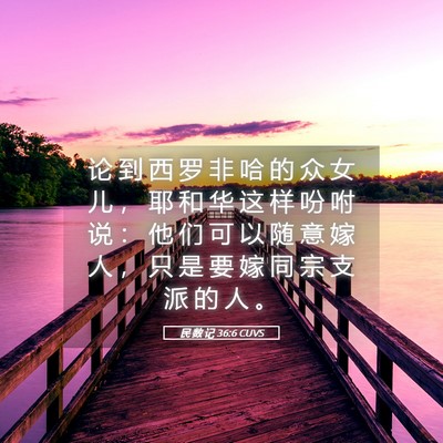 Picture 05 - 民 数 记 36:6 CUVS - 论 到 西 罗 非 哈 的 众 女 儿 ， 耶 - Bible Verse Picture