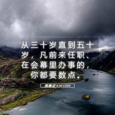 Picture 05 - 民 数 记 4:30 CUVS - 从 三 十 岁 直 到 五 十 岁 ， 凡 前 - Bible Verse Picture