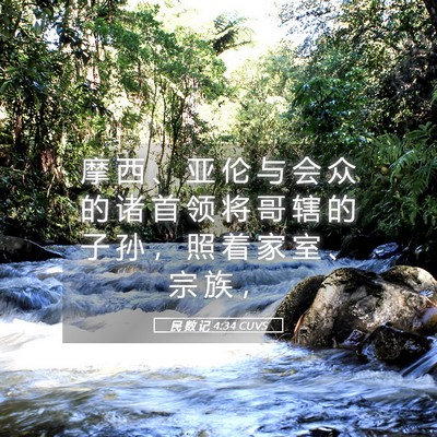 Picture 05 - 民 数 记 4:34 CUVS - 摩 西 、 亚 伦 与 会 众 的 诸 首 领 - Bible Verse Picture