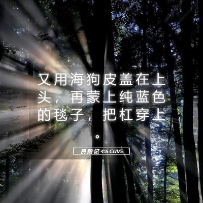 Picture 05 - 民 数 记 4:6 CUVS - 又 用 海 狗 皮 盖 在 上 头 ， 再 蒙 - Bible Verse Picture