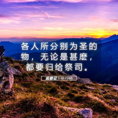 Picture 05 - 民 数 记 5:10 CUVS - 各 人 所 分 别 为 圣 的 物 ， 无 论 - Bible Verse Picture