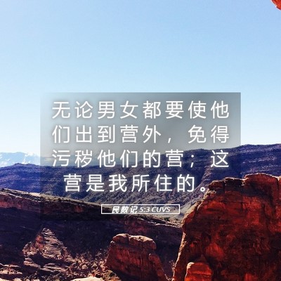 Picture 05 - 民 数 记 5:3 CUVS - 无 论 男 女 都 要 使 他 们 出 到 营 - Bible Verse Picture