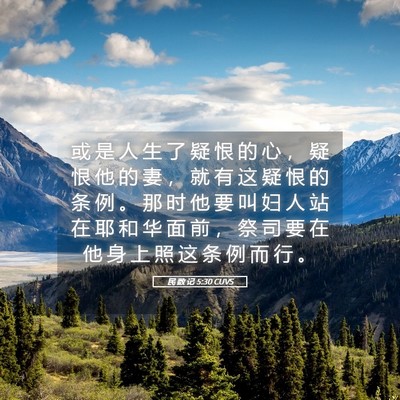 Picture 05 - 民 数 记 5:30 CUVS - 或 是 人 生 了 疑 恨 的 心 ， 疑 恨 - Bible Verse Picture