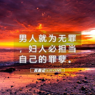 Picture 05 - 民 数 记 5:31 CUVS - 男 人 就 为 无 罪 ， 妇 人 必 担 当 - Bible Verse Picture