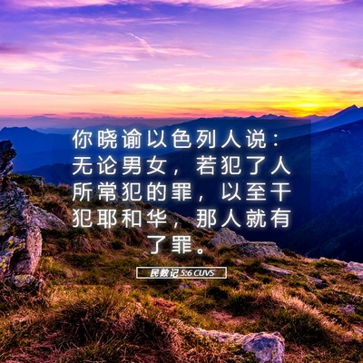 Picture 05 - 民 数 记 5:6 CUVS - 你 晓 谕 以 色 列 人 说 ： 无 论 男 - Bible Verse Picture