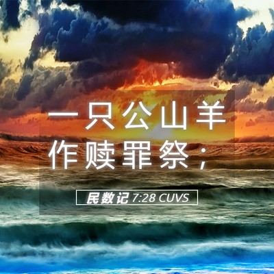 Picture 05 - 民 数 记 7:28 CUVS - 一 只 公 山 羊 作 赎 罪 祭 - Bible Verse Picture