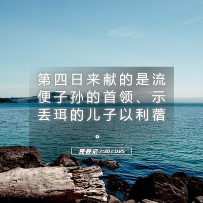 Picture 05 - 民 数 记 7:30 CUVS - 第 四 日 来 献 的 是 流 便 子 孙 的 - Bible Verse Picture