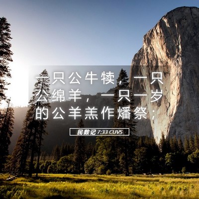 Picture 05 - 民 数 记 7:33 CUVS - 一 只 公 牛 犊 ， 一 只 公 绵 羊 ， - Bible Verse Picture
