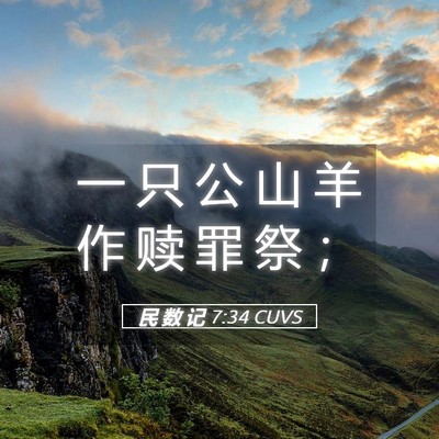Picture 05 - 民 数 记 7:34 CUVS - 一 只 公 山 羊 作 赎 罪 祭 - Bible Verse Picture