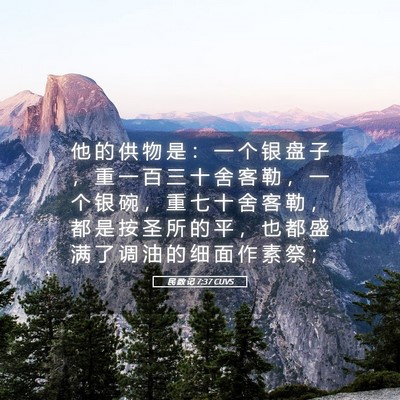 Picture 05 - 民 数 记 7:37 CUVS - 他 的 供 物 是 ： 一 个 银 盘 子 ， - Bible Verse Picture