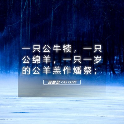Picture 05 - 民 数 记 7:45 CUVS - 一 只 公 牛 犊 ， 一 只 公 绵 羊 ， - Bible Verse Picture