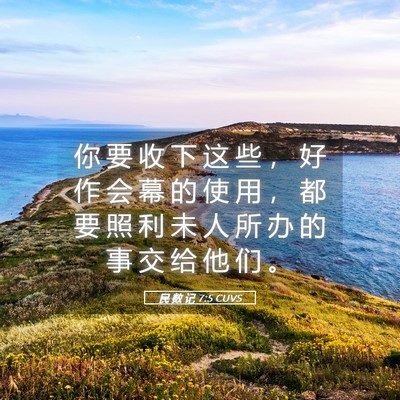 Picture 05 - 民 数 记 7:5 CUVS - 你 要 收 下 这 些 ， 好 作 会 幕 的 - Bible Verse Picture