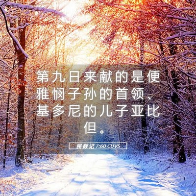 Picture 05 - 民 数 记 7:60 CUVS - 第 九 日 来 献 的 是 便 雅 悯 子 孙 - Bible Verse Picture