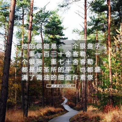 Picture 05 - 民 数 记 7:61 CUVS - 他 的 供 物 是 ： 一 个 银 盘 子 ， - Bible Verse Picture