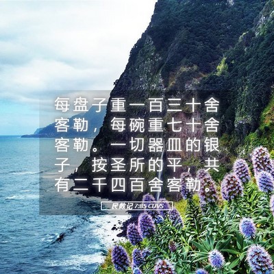 Picture 05 - 民 数 记 7:85 CUVS - 每 盘 子 重 一 百 三 十 舍 客 勒 ， - Bible Verse Picture