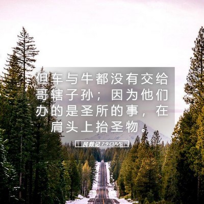 Picture 05 - 民 数 记 7:9 CUVS - 但 车 与 牛 都 没 有 交 给 哥 辖 子 - Bible Verse Picture