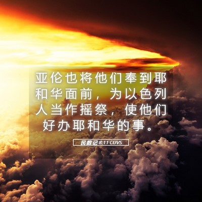 Picture 05 - 民 数 记 8:11 CUVS - 亚 伦 也 将 他 们 奉 到 耶 和 华 面 - Bible Verse Picture