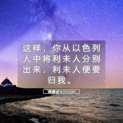 Picture 05 - 民 数 记 8:14 CUVS - 这 样 ， 你 从 以 色 列 人 中 将 利 - Bible Verse Picture