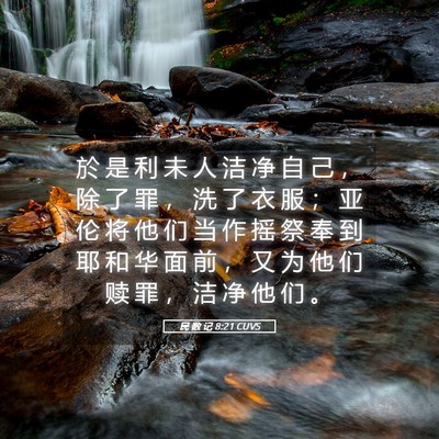 Picture 05 - 民 数 记 8:21 CUVS - 於 是 利 未 人 洁 净 自 己 ， 除 了 - Bible Verse Picture