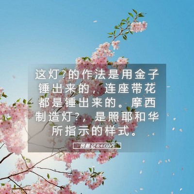 Picture 05 - 民 数 记 8:4 CUVS - 这 灯 ? 的 作 法 是 用 金 子 锤 出 来 - Bible Verse Picture
