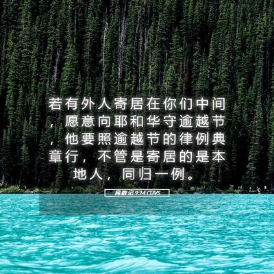 Picture 05 - 民 数 记 9:14 CUVS - 若 有 外 人 寄 居 在 你 们 中 间 ， - Bible Verse Picture
