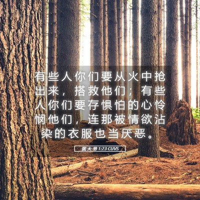 Picture 05 - 犹 大 书 1:23 CUVS - 有 些 人 你 们 要 从 火 中 抢 出 来 - Bible Verse Picture