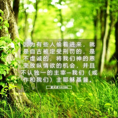Picture 05 - 犹 大 书 1:4 CUVS - 因 为 有 些 人 偷 着 进 来 ， 就 是 - Bible Verse Picture