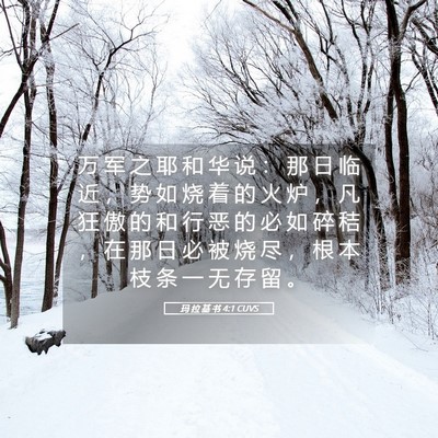 Picture 05 - 玛 拉 基 书 4:1 CUVS - 万 军 之 耶 和 华 说 ： 那 日 临 近 - Bible Verse Picture