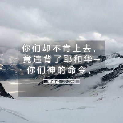 Picture 05 - 申 命 记 1:26 CUVS - 你 们 却 不 肯 上 去 ， 竟 违 背 了 - Bible Verse Picture